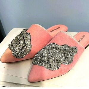 Gianni Bini Sequins pink suede mule sz 7.5